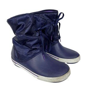 Crocs Womens- size 11 fits like 10. Rainboot Size 11 blue faux-fur lined, rubber